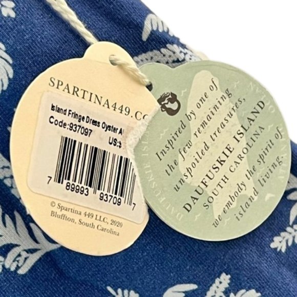 Spartina 449 Island Fringe Dress Blue Oyster Sheath - XS - Picture 9 of 12